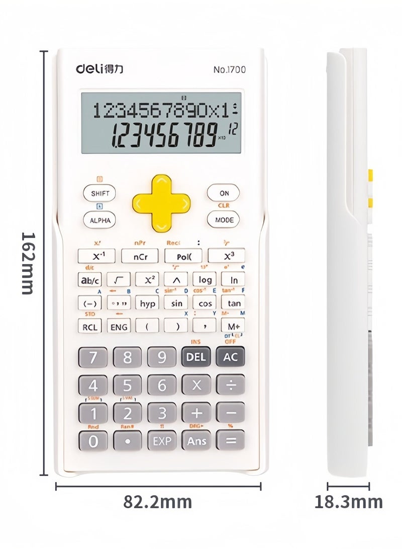 Deli Scientific calculator double line display function calculator 10+2 students middle and university school with large screen white - Image 5